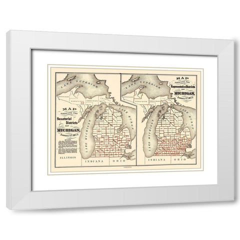 Michigan Senatorial, Representative - Calvart White Modern Wood Framed Art Print with Double Matting by Calvert