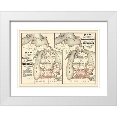 Michigan Senatorial, Representative - Calvart White Modern Wood Framed Art Print with Double Matting by Calvert