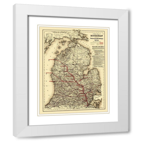Toledo, Ann Arbor and North Michigan Railway 1886 White Modern Wood Framed Art Print with Double Matting by Colton