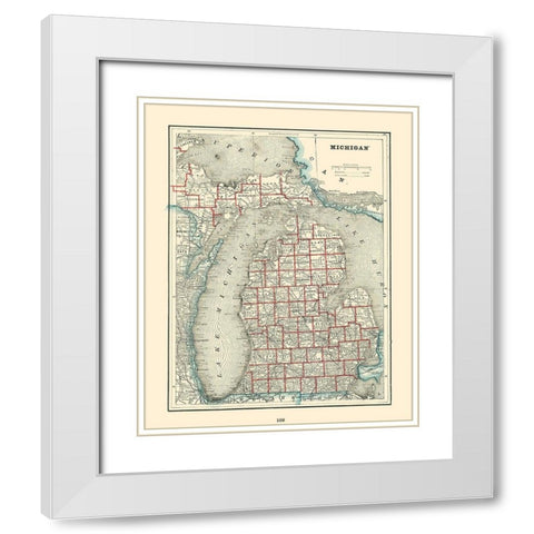 Michigan - Rathbun 1893 White Modern Wood Framed Art Print with Double Matting by Rathbun