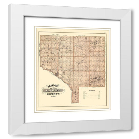 Anoka Minnesota Landowner - Andreas 1874 White Modern Wood Framed Art Print with Double Matting by Andreas