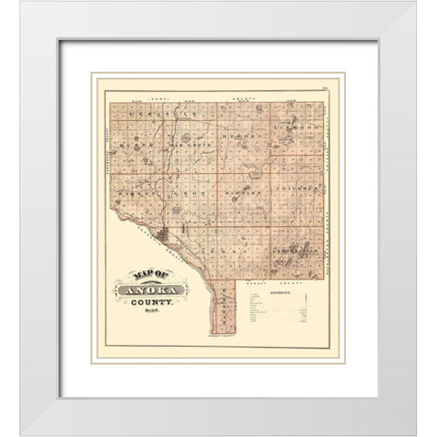 Anoka Minnesota Landowner - Andreas 1874 White Modern Wood Framed Art Print with Double Matting by Andreas