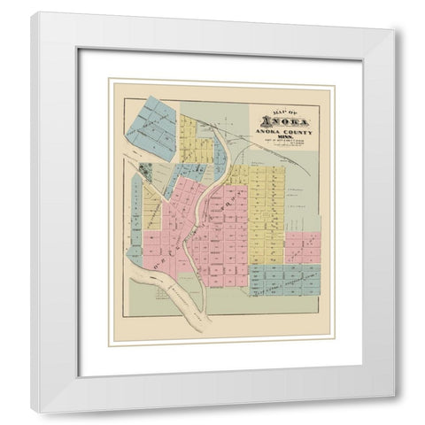 Anoka Minnesota - Andreas 1874 White Modern Wood Framed Art Print with Double Matting by Andreas