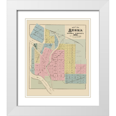 Anoka Minnesota - Andreas 1874 White Modern Wood Framed Art Print with Double Matting by Andreas