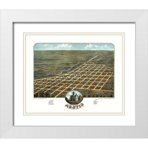 Austin Minnesota - Stoner 1870  White Modern Wood Framed Art Print with Double Matting by Stoner