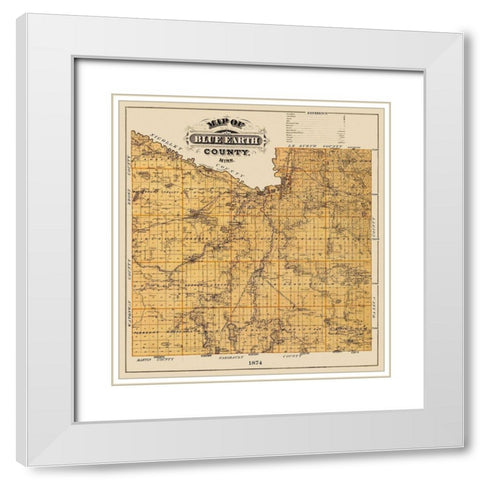Blue Earth Minnesota Landowner - Andreas 1874 White Modern Wood Framed Art Print with Double Matting by Andreas
