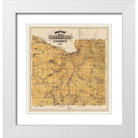 Blue Earth Minnesota Landowner - Andreas 1874 White Modern Wood Framed Art Print with Double Matting by Andreas