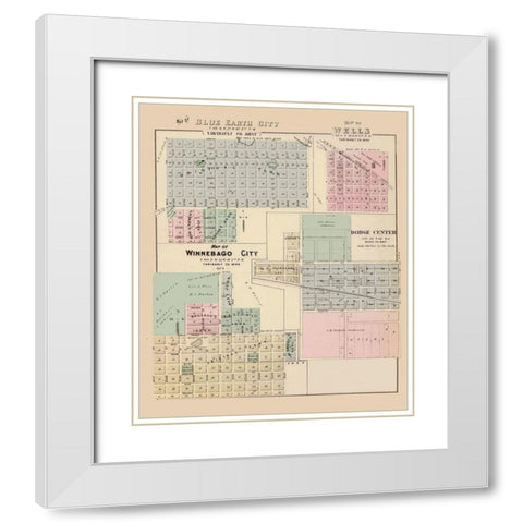 Blue Earth City Minnesota - Andreas 1874 White Modern Wood Framed Art Print with Double Matting by Andreas