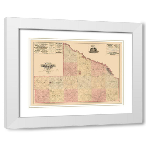 Brown County Minnesota - Haynes 1886  White Modern Wood Framed Art Print with Double Matting by Haynes