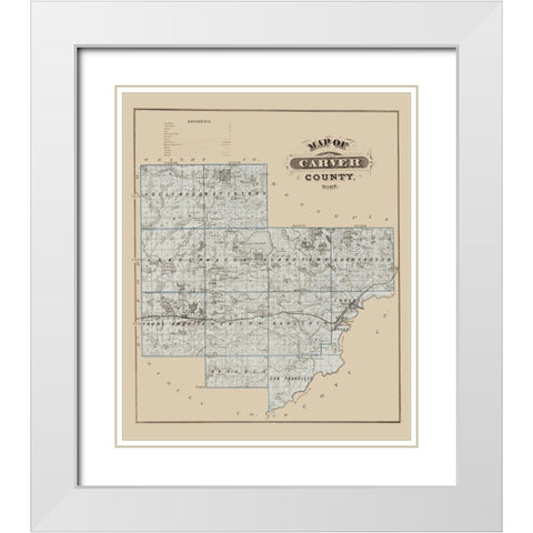 Carver Minnesota Landowner - Andreas 1874 White Modern Wood Framed Art Print with Double Matting by Andreas