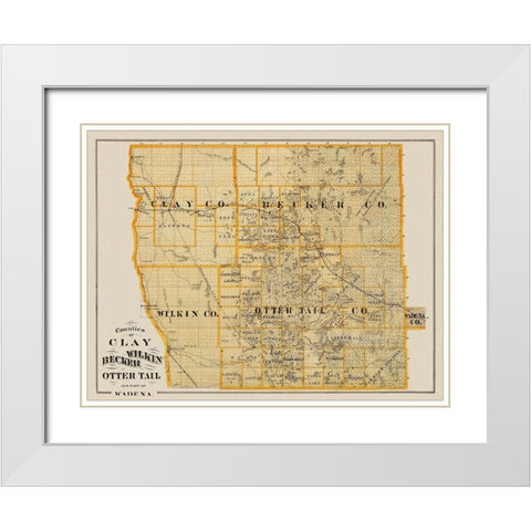 Clay Minnesota Landowner - Andreas 1874 White Modern Wood Framed Art Print with Double Matting by Andreas
