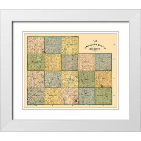 Cottonwood County Minnesota - Peterson 1898  White Modern Wood Framed Art Print with Double Matting by Peterson