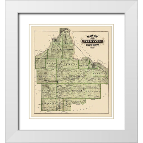Dakota Minnesota Landowner - Andreas 1873 White Modern Wood Framed Art Print with Double Matting by Andreas