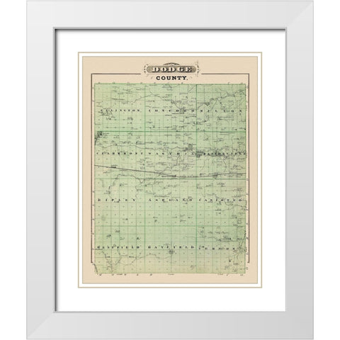 Dodge Minnesota Landowner - Andreas 1874 White Modern Wood Framed Art Print with Double Matting by Andreas