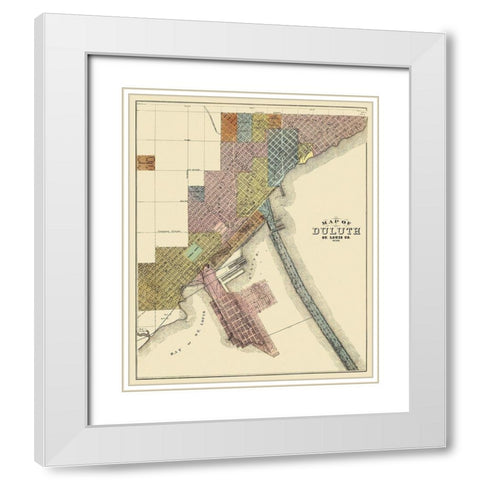 Duluth Minnesota - Andreas 1874 White Modern Wood Framed Art Print with Double Matting by Andreas
