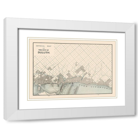 Duluth  Minnesota- Cram 1892 White Modern Wood Framed Art Print with Double Matting by Cram