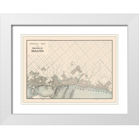 Duluth  Minnesota- Cram 1892 White Modern Wood Framed Art Print with Double Matting by Cram