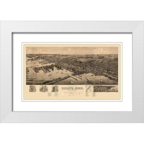 Duluth Minnesota -1893 White Modern Wood Framed Art Print with Double Matting by Unknown