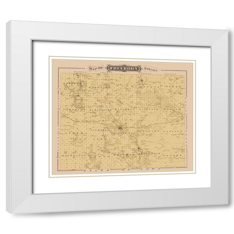 Freeborn Minnesota Landowner - Andreas 1874 White Modern Wood Framed Art Print with Double Matting by Andreas