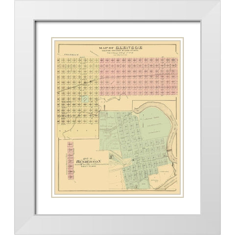 Glencoe, Henderson Minnesota - Andreas 1874 White Modern Wood Framed Art Print with Double Matting by Andreas