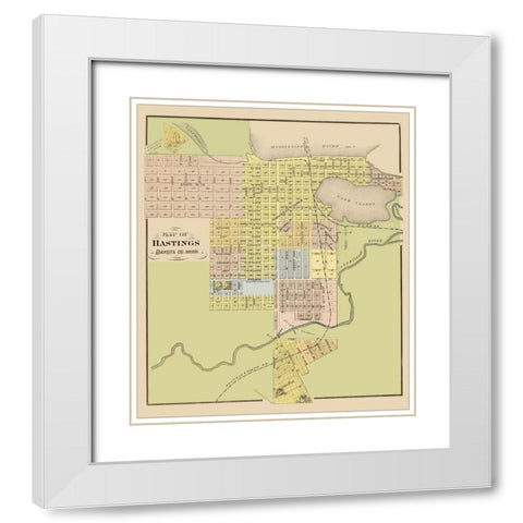 Hastings Minnesota - Andreas 1874 White Modern Wood Framed Art Print with Double Matting by Andreas