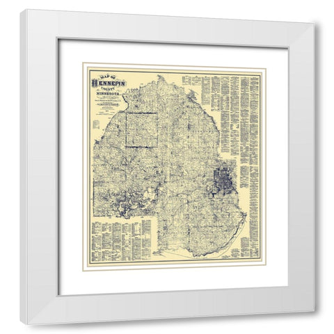Hennepin Minnesota Landowner - Warner 1879 White Modern Wood Framed Art Print with Double Matting by Warner