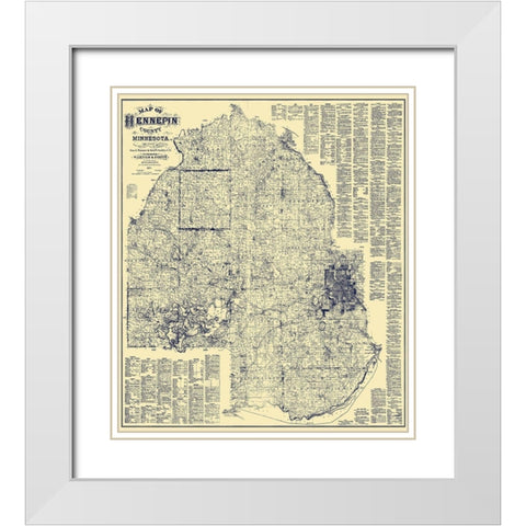 Hennepin Minnesota Landowner - Warner 1879 White Modern Wood Framed Art Print with Double Matting by Warner