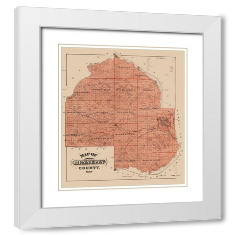 Hennepin Minnesota Landowner - Andreas 1874 White Modern Wood Framed Art Print with Double Matting by Andreas