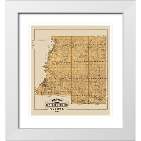 Le Sueur Minnesota Landowner - Andreas 1874 White Modern Wood Framed Art Print with Double Matting by Andreas