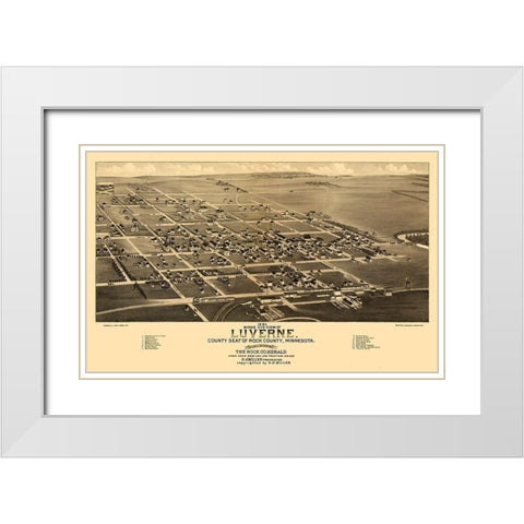 Luverne Minnesota - Stoner 1883  White Modern Wood Framed Art Print with Double Matting by Stoner