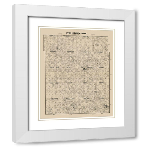 Lyon County Minnesota - Larson 1884  White Modern Wood Framed Art Print with Double Matting by Larson