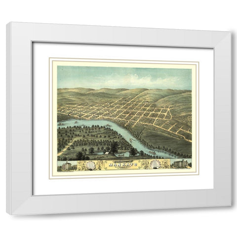 Mankato Minnesota - Stoner 1870  White Modern Wood Framed Art Print with Double Matting by Stoner
