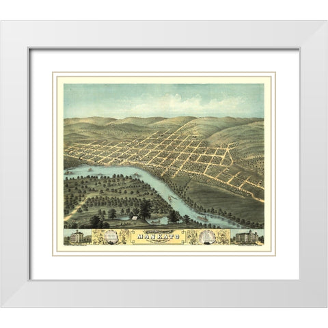Mankato Minnesota - Stoner 1870  White Modern Wood Framed Art Print with Double Matting by Stoner
