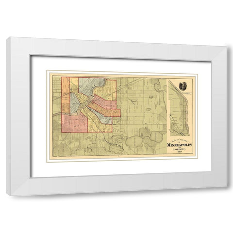 Minneapolis Minnesota Landowner - Andreas 1874 White Modern Wood Framed Art Print with Double Matting by Andreas