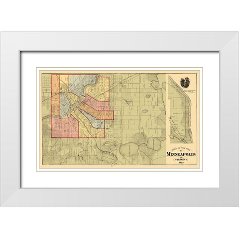 Minneapolis Minnesota Landowner - Andreas 1874 White Modern Wood Framed Art Print with Double Matting by Andreas