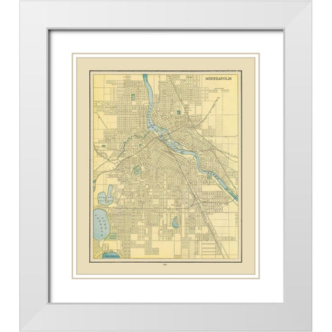 Minneapolis  Minnesota - Cram 1892 White Modern Wood Framed Art Print with Double Matting by Cram