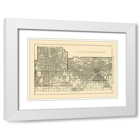 Minneapolis, St Paul  Minnesota - Reynold 1921 White Modern Wood Framed Art Print with Double Matting by Reynold
