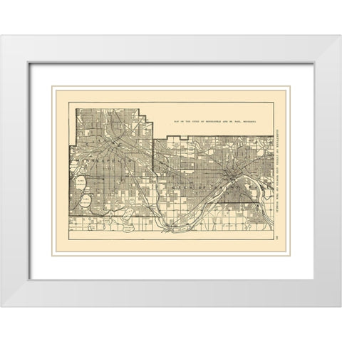 Minneapolis, St Paul  Minnesota - Reynold 1921 White Modern Wood Framed Art Print with Double Matting by Reynold
