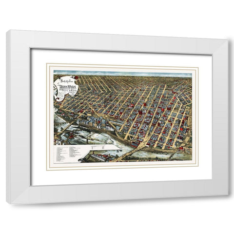 Minneapolis Minnesota - Smith 1891  White Modern Wood Framed Art Print with Double Matting by Smith