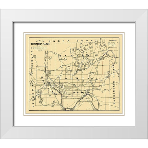 Minneapolis St Paul Minnesota - Blodgett 1897  White Modern Wood Framed Art Print with Double Matting by Blodget