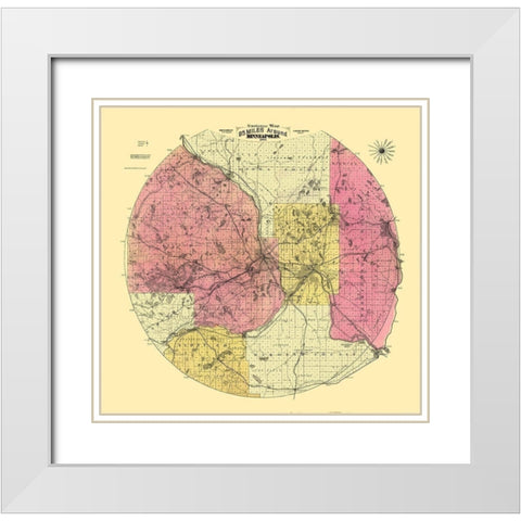 Minneapolis Minnesota - Cooley 1881  White Modern Wood Framed Art Print with Double Matting by Cooley