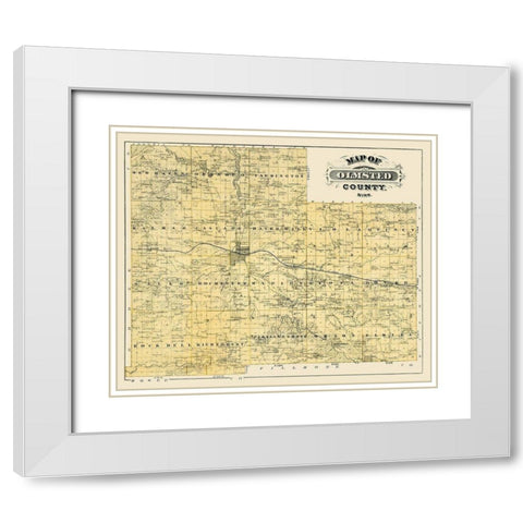 Olmsted Minnesota Landowner - Andreas 1874 White Modern Wood Framed Art Print with Double Matting by Andreas