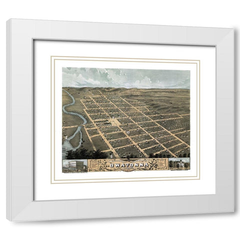 Owatonna Minnesota - Stoner 1870  White Modern Wood Framed Art Print with Double Matting by Stoner