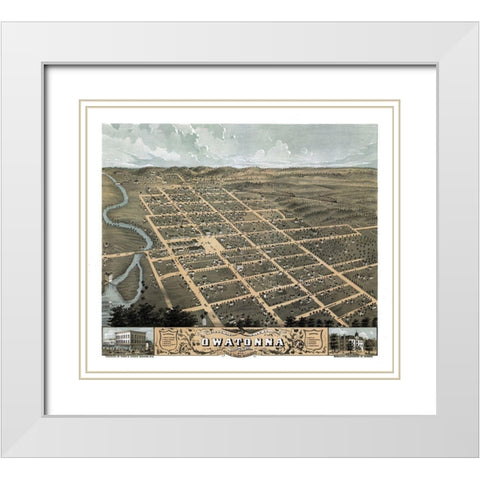 Owatonna Minnesota - Stoner 1870  White Modern Wood Framed Art Print with Double Matting by Stoner