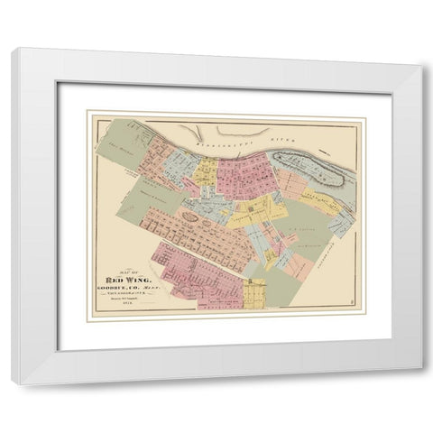 Red Wing Minnesota - Andreas 1874 White Modern Wood Framed Art Print with Double Matting by Andreas