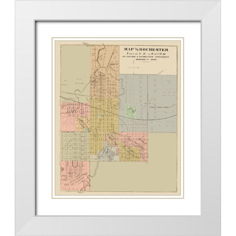 Rochester Minnesota - Andreas 1874 White Modern Wood Framed Art Print with Double Matting by Andreas