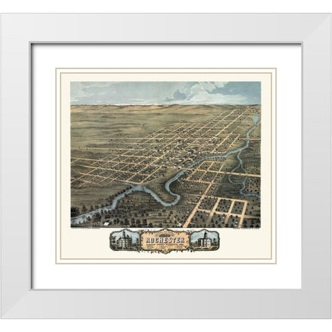Rochester Minnesota - Stoner 1869  White Modern Wood Framed Art Print with Double Matting by Stoner