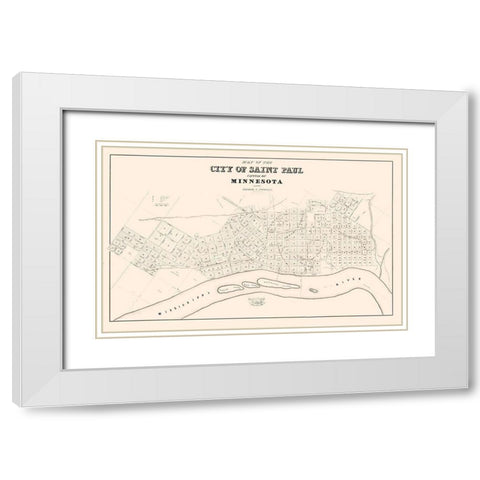 St Paul Minnesota - Nichols 1852  White Modern Wood Framed Art Print with Double Matting by Nichols
