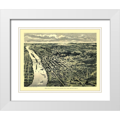 Saint Paul Minnesota - Treacy 1893  White Modern Wood Framed Art Print with Double Matting by Treacy