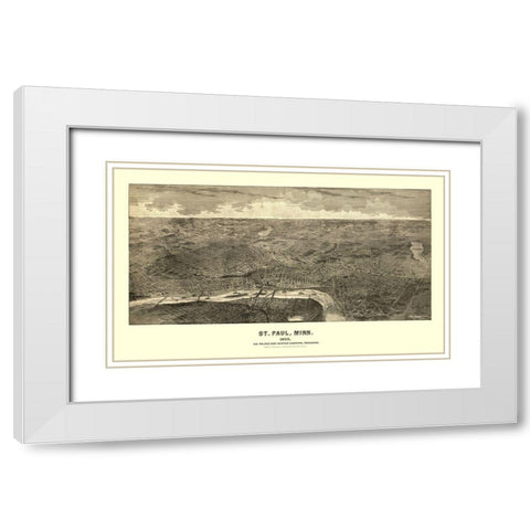 Saint Paul Minnesota - Richards 1888  White Modern Wood Framed Art Print with Double Matting by Richards